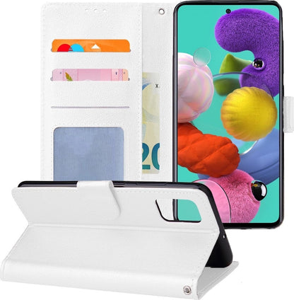 Forterra Samsung A51 Hoesje Bookcase Cover met Kaarthouder - Wit