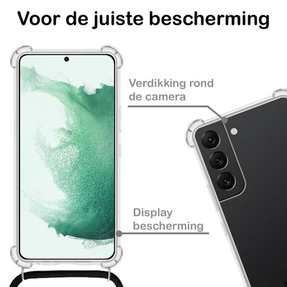 Forterra Samsung S22 Plus Hoesje met Koord Backcover Shockproof - Transparant