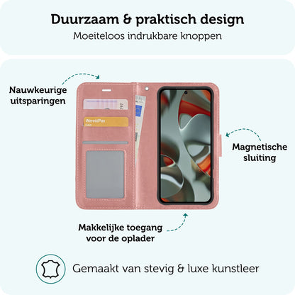 Forterra Google Pixel 10 Hoesje Bookcase Cover met Kaarthouder - Rosé goud