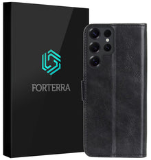 Forterra Samsung S26 Ultra Hoesje Bookcase Cover met Kaarthouder - Zwart