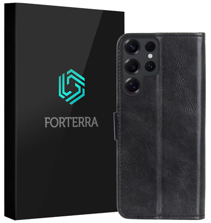 Forterra Samsung S26 Ultra Hoesje Bookcase Cover met Kaarthouder - Zwart