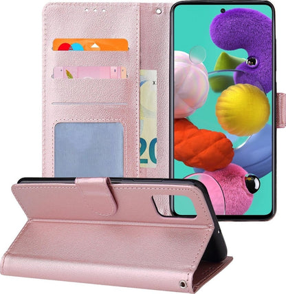 Forterra Samsung A51 Hoesje Bookcase Cover met Kaarthouder - Rosé goud