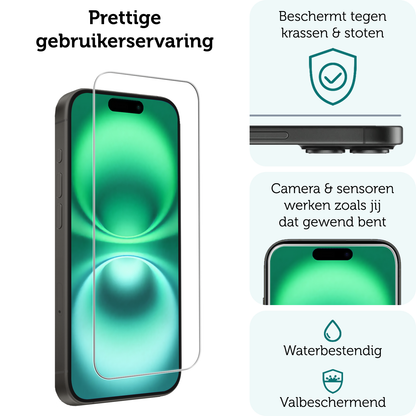 Forterra iPhone 16 Screenprotector Gehard Glas - Volledige dekking