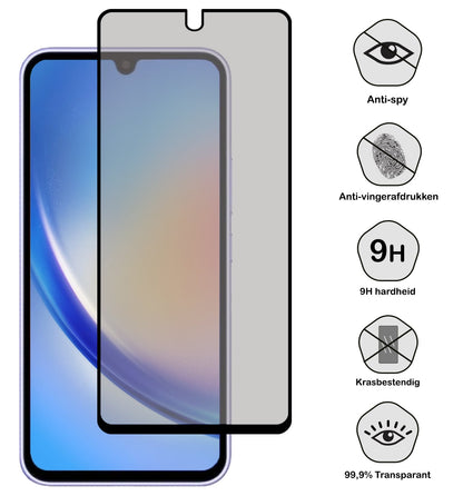 Forterra Samsung A34 Screenprotector Gehard Glas - Privacy