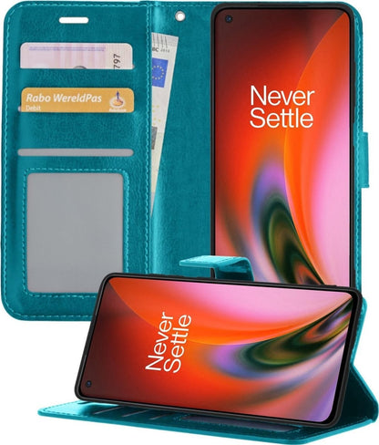 Forterra OnePlus Nord 2 Hoesje Bookcase Cover met Kaarthouder - Turquoise
