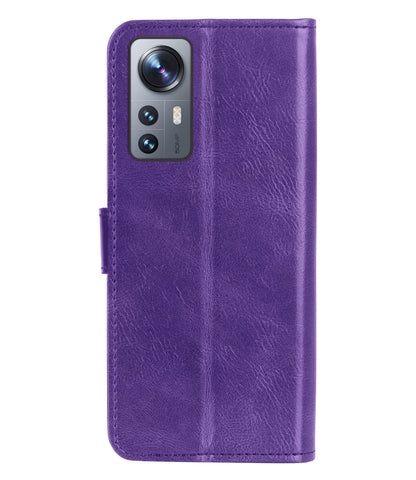 Forterra Xiaomi 12 Hoesje Bookcase Cover met Kaarthouder - Paars