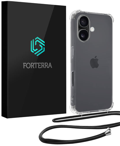 Forterra iPhone 16 Hoesje met Koord Backcover Shockproof - Transparant