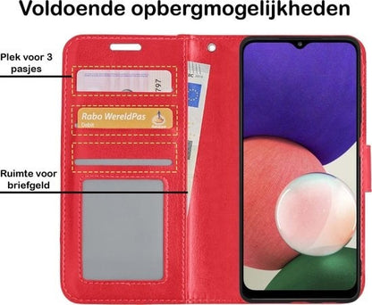 Forterra Samsung A22 4G Hoesje Bookcase Cover met Kaarthouder - Rood