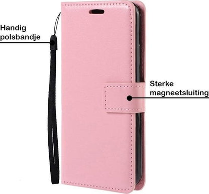 Forterra iPhone 12 Pro Hoesje Bookcase Cover met Kaarthouder - Lichtroze