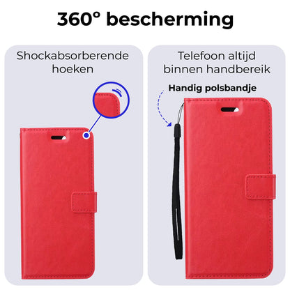 Forterra Samsung S24 Ultra Hoesje Bookcase Cover met Kaarthouder - Rood