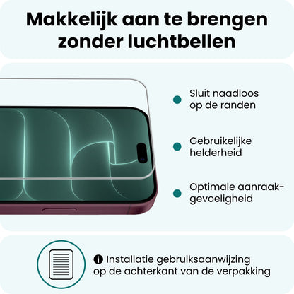 Forterra iPhone 18 Pro Screenprotector Gehard Glas - Volledige dekking