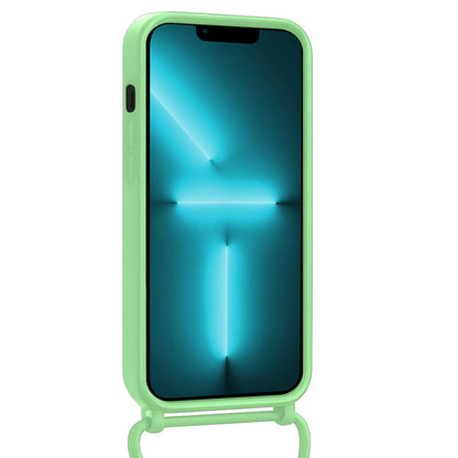 Forterra iPhone 13 Pro Hoesje Met Telefoonkoord en Pasjeshouder Siliconen - Groen