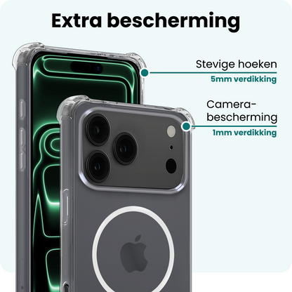 Forterra iPhone 17 Pro Max Hoesje Geschikt voor Magsafe Backcover Shockproof - Transparant