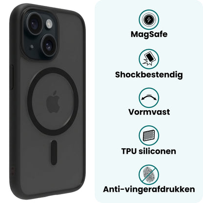 Forterra iPhone 14 Hoesje Geschikt voor Magsafe Backcover Shockproof - Zwart