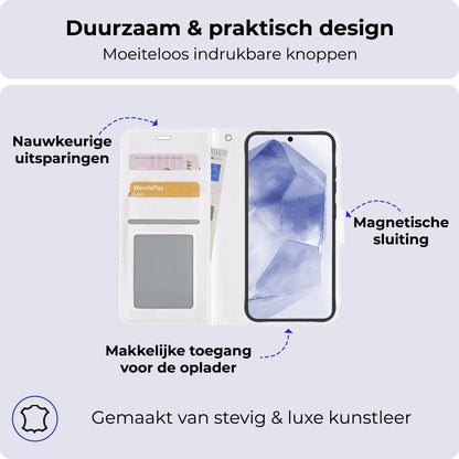 Forterra Samsung A55 Hoesje Bookcase Cover met Kaarthouder - Wit