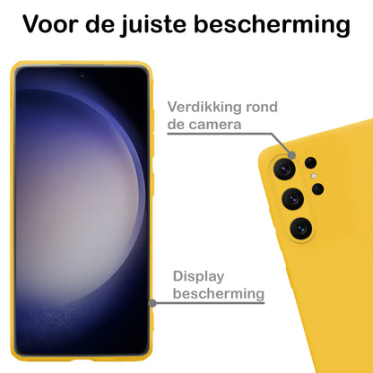 Forterra Samsung S23 Ultra Hoesje Siliconen Backcover Lichtgewicht - Geel