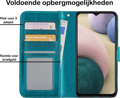 Forterra Samsung A12 Hoesje Bookcase Cover met Kaarthouder - Turquoise