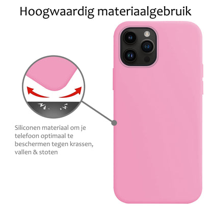 Forterra iPhone 15 Pro Hoesje Siliconen Backcover Lichtgewicht - Lichtroze