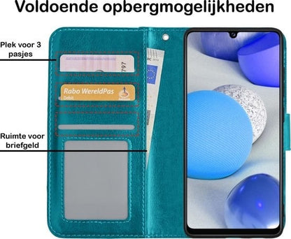 Forterra Samsung A42 Hoesje Bookcase Cover met Kaarthouder - Turquoise