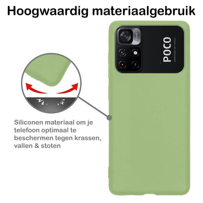 Forterra Xiaomi Poco M4 Pro 5G Hoesje Siliconen Backcover Lichtgewicht - Groen