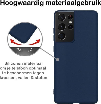 Forterra Samsung S21 Ultra Hoesje Siliconen Backcover Lichtgewicht - Donkerblauw