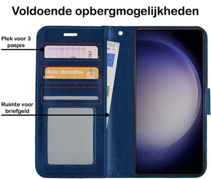 Forterra Samsung S23 Hoesje Bookcase Cover met Kaarthouder - Donkerblauw