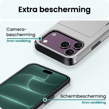 Forterra iPhone 18 Pro Hoesje Kaarthouder Hard Case Shockproof - Grijs