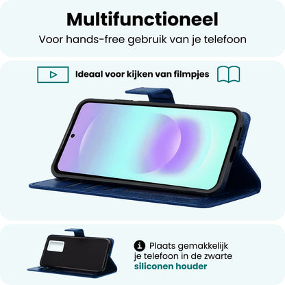 Forterra Samsung A37 Hoesje Bookcase Cover met Kaarthouder - Donkerblauw