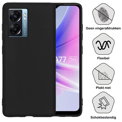 Forterra OPPO A77 Hoesje Siliconen Backcover Lichtgewicht - Zwart