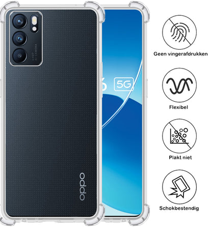 Forterra OPPO Reno 6 Hoesje Shockproof Backcover Siliconen - Transparant