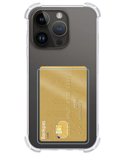 Forterra iPhone 15 Pro Hoesje Kaarthouder Backcover Shockproof - Transparant