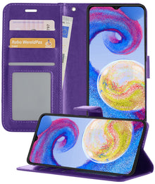 Forterra Samsung A04s Hoesje Bookcase Cover met Kaarthouder - Paars