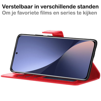 Forterra Xiaomi 12X Hoesje Bookcase Cover met Kaarthouder - Rood