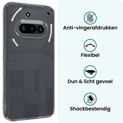 Forterra Nothing Phone 3a Hoesje Siliconen Backcover Lichtgewicht - Transparant