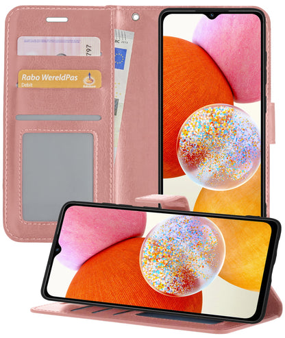 Forterra Samsung A14 Hoesje Bookcase Cover met Kaarthouder - Lichtroze