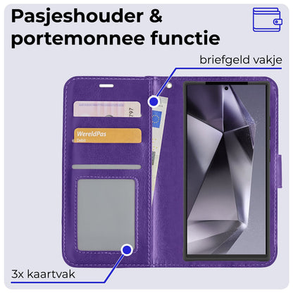 Forterra Samsung S24 Ultra Hoesje Bookcase Cover met Kaarthouder - Paars