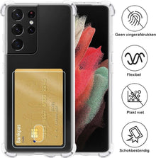Forterra Samsung S21 Ultra Hoesje Kaarthouder Backcover Shockproof - Transparant