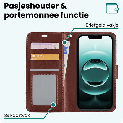 Forterra iPhone 16e Hoesje Bookcase Cover met Kaarthouder - Bruin