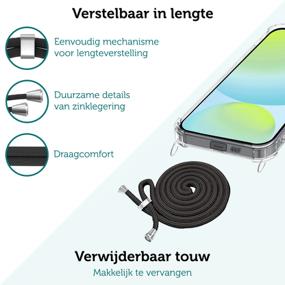 Forterra Samsung S24 FE Hoesje met Koord Backcover Shockproof - Transparant