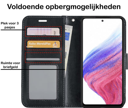 Forterra Samsung A53 Hoesje Bookcase Cover met Kaarthouder - Zwart