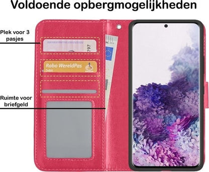 Forterra Samsung S20 Hoesje Bookcase Cover met Kaarthouder - Donkerroze