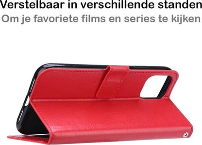 Forterra iPhone 12 Mini Hoesje Bookcase Cover met Kaarthouder - Rood