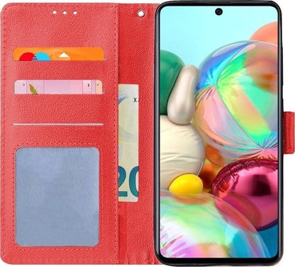 Forterra Samsung A71 Hoesje Bookcase Cover met Kaarthouder - Rood
