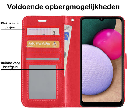 Forterra Samsung A03s Hoesje Bookcase Cover met Kaarthouder - Rood
