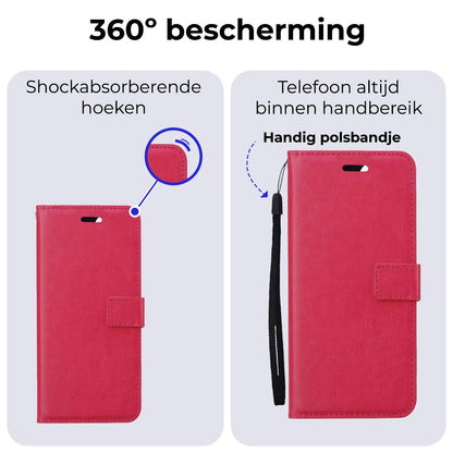 Forterra Samsung A15 Hoesje Bookcase Cover met Kaarthouder - Donkerroze