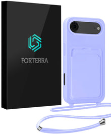 Forterra iPhone Air Hoesje Met Telefoonkoord en Pasjeshouder Siliconen - Lila
