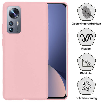 Forterra Xiaomi 12X Hoesje Siliconen Backcover Lichtgewicht - Lichtroze