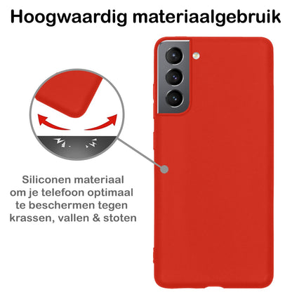 Forterra Samsung S21 FE Hoesje Siliconen Backcover Lichtgewicht - Rood