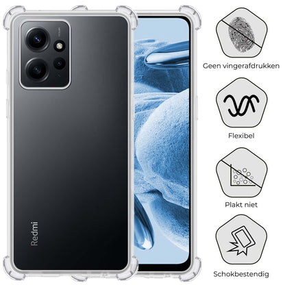 Forterra Xiaomi Redmi Note 12 5G Hoesje Shockproof Backcover Siliconen - Transparant