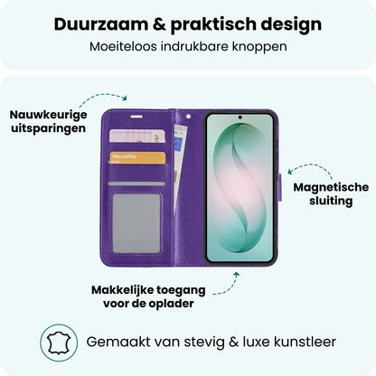 Forterra Samsung S26 Plus Hoesje Bookcase Cover met Kaarthouder - Paars